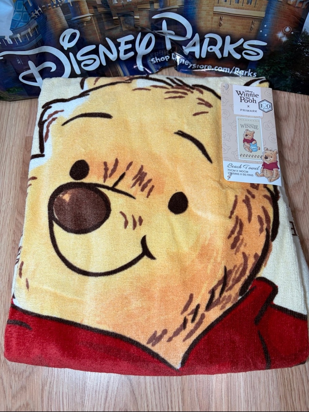 Disney Winnie The Pooh Plush Beach Towel 100% Cotton 27.55”x55.11” *Primark*-NEW